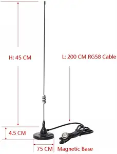Dualband נייד אנטנה 2m/70cm VHF/UHF רדיו חם, 137-149, 437-480 Mhz, מגנט בסיס PL-259 מחבר