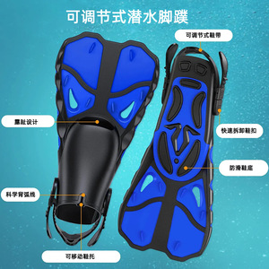 Aletas de Buceo Ajustables con Hebilla de Liberación Rápida, Azul y Negro, Tallas S, M, L, XL para Adultos, Snorkel, Natación - Product Image 1