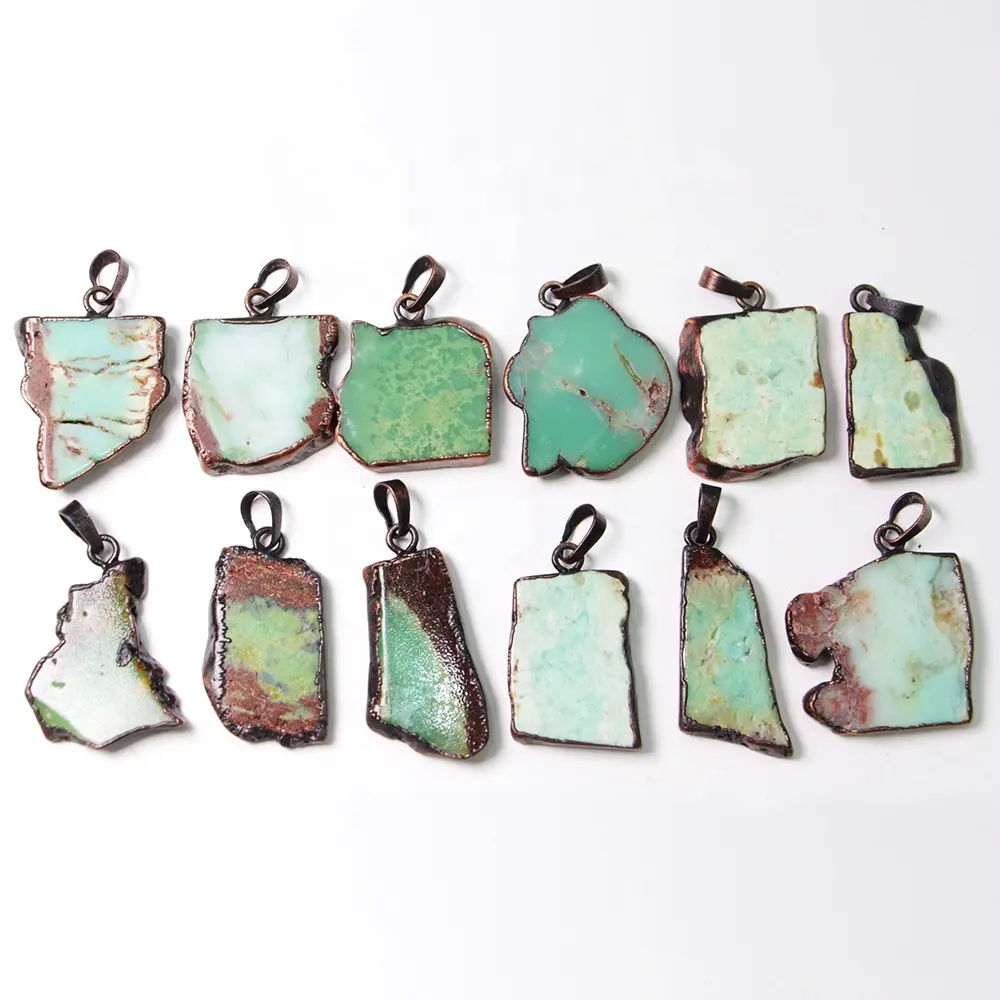 LS-A972 Amazon Hot Ins Chrysoprase Mặt Dây Chuyền Đá Quý Tự Nhiên Charm Đá Với Antique Mạ Necklace Pendant Đối Với Trang Sức Làm 2020