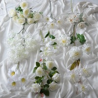 Arreglos Florales Artificiales de Tela de Seda Blanca para Decoración del Hogar, Salones de Eventos, Rosas, Hortensias, Flores Artificiales