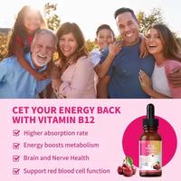 Complément alimentaire liquide de vitamine B12 OEM/ODM, saveur cerise, vitamine B12 5000 mg, gouttes liquides de vitamine B12