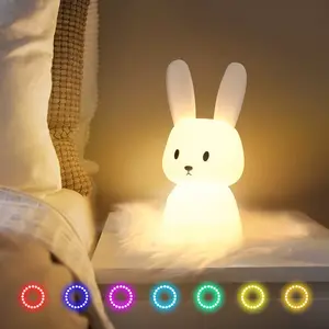 Lampe de chevet Led en Silicone en forme de lapin, avec interrupteur tactile, luminaire décoratif d'intérieur, idéal pour la chambre d'un enfant