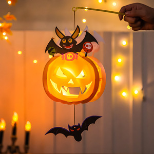 Kit de lanternes citrouilles en papier DIY pour enfants Halloween, lampe LED portable pour décoration maison, bar, fête, fournitures de festival personnalisées, vente en gros - Product Image 6