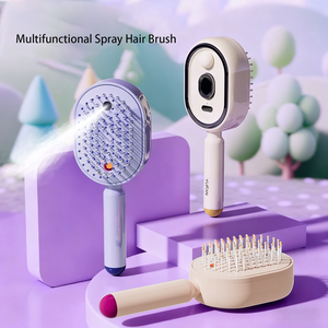 Peine de masaje eléctrico ligero de ABS con pulverizador, cepillo de vapor portátil inalámbrico tipo C antiestático con pulverizador de agua - Product Image 4