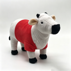 Peluche de vaca personalizado, peluche de vaca blanca, peluche de vaca con camisa roja, peluche de animal de granja, lindo peluche de vaca de dibujos animados - Product Image 4