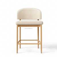 Chaise de salle à manger moderne en bois FERLY avec coussin en tissu rembourré, écologique et durable, pour la maison, la villa, le bar à domicile, le salon