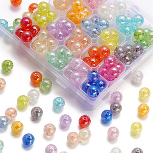 Acrylic Crackle <b>Beads</b> 16mm Round Perforated Loose <b>Beads</b> For Jewelry Making - Product Image 1