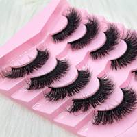 Marque privée fournisseur en gros cils duveteux cheveux synthétiques longs naturels bande de coton noir 3d faux cils bande de cils