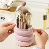 Boîte de rangement moderne pour coiffeuse, boîte de rangement de bureau rotative anti-poussière en PP pour le rangement des fards à paupières et des rouges à lèvres