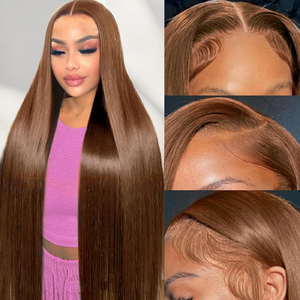 Perruques naturelles Hiar brunes et respirantes sans colle Perruques Remy Hair 13X6 13X4 HD Lace Frontal Wig Cheveux humains vietnamiens pré-plumés Cheveux <span class=keywords><strong>de</strong></span> bébé - Product Image 1