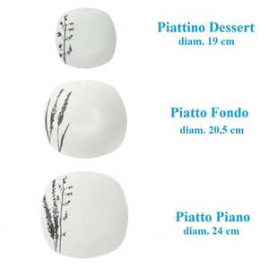 <b>Square</b> Porcelain <b>Plates</b> <b>Set</b> Of 18 With Leaf Pattern For 6 People Includes Soup And Flat <b>Plates</b> - Product Image 2