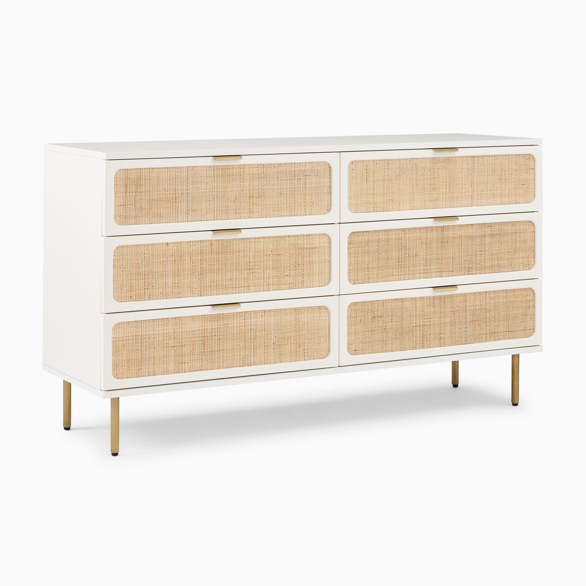 Modern in Ash Wood Structure Bedroom Metal Handle 6-Drawer Corner Furniture Double Wood Dresser