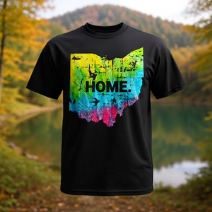 Ohio Native Home Tie Dye T-Shirt Design vieilli avec graphique de carte de l'état, taille adulte unisexe - Product Image 3