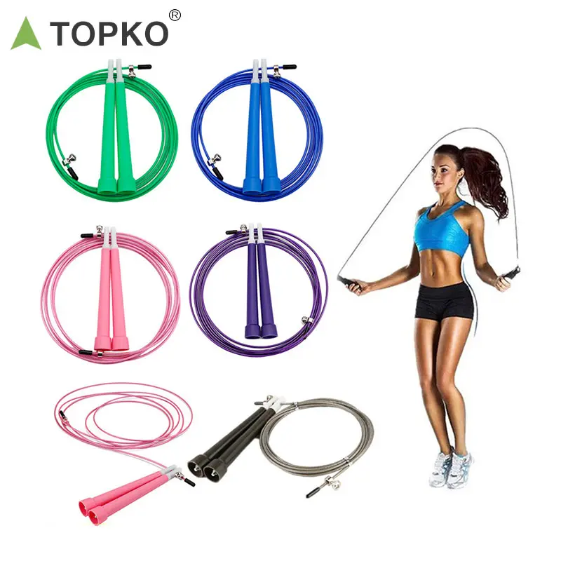 Topko cabo de aço ajustável fitness 3m pp, cabo de pular com velocidade de pulo