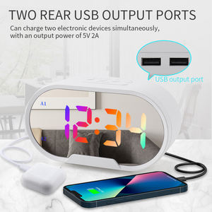 Réveil électronique LED portable EMAF avec double miroir, décoration <span class=keywords><strong>de</strong></span> chambre, transformation numérique RGB, chargeur et lumière LED - Product Image 6