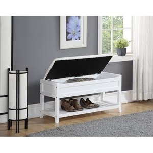 Rouen <strong>Seating</strong> <strong>Bench</strong> <strong>with</strong> Shoe <strong>Storage</strong>, White - Product Image 2