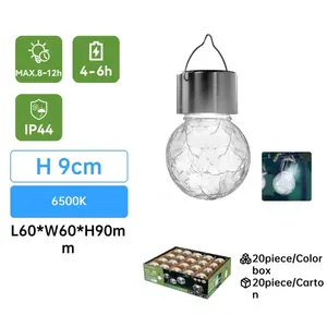 Luz LED solar ambiental de 6500k para césped, acero inoxidable, diseño de bola craquelada - iluminación decorativa y ecológica para - Product Image 2