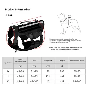 国境を越えた新しい犬用タクティカルハーネス、オックスフォード生地、高反射、柔らかく快適なペットハーネス、在庫あり、卸売 - Product Image 3