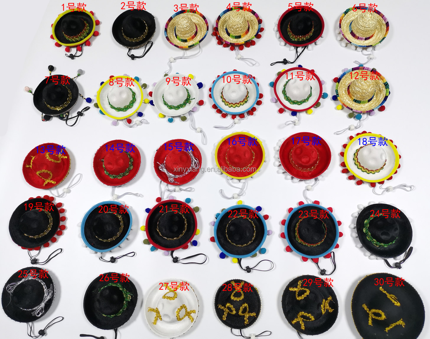 Wholesale Mexican Mini Charro Felt Hats - Festive Assortment, image size:1456x1147