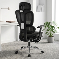 Chaise de bureau moderne ergonomique avec appui-tête et accoudoirs 2D réglables, soutien lombaire en maille et glissière
