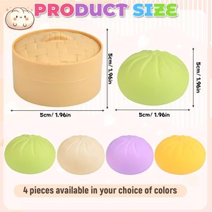 Anti-Stress Stretchy Stuffed Steamed Dumplings & Small Steamed Bun <b>Squishy</b> Mochi Kit for 5-7 Year Olds STELLAR PATH Brand - Product Image 2