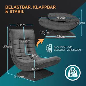 Giratorio 360 °   Sillón de Piso Reclinable con 5 Posiciones de Respaldo, Diseño Tapizado, <span class=keywords><strong>Sillones</strong></span> con Funda de Microfibra, Silla para Sala de Estar - Product Image 2