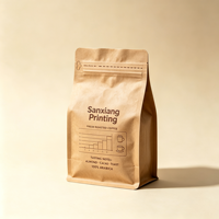 Sachet d'emballage personnalisé pour grains de café en aluminium de qualité alimentaire, haute résistance à l'humidité, imprimé en héliogravure, à fond plat