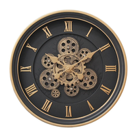 Jam Dinding Gears Clock Original Real Moving Gear Vintage Industrial Oversized Rustic Farmhouse Steampunk Plastik ABS Quartz untuk Pernikahan