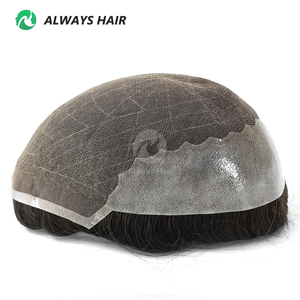 Parrucchino da uomo Q6 in capelli umani, <span class=keywords><strong>invisibile</strong></span>, con base in pizzo francese e PU, 8 misure - Product Image 3