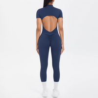 Nouvelle Arrivée Combinaisons de Yoga Courtes pour Femmes avec Fermeture Éclair, Rembourrage Intégré, Séchage Rapide, Haute Élasticité, Respirantes, pour Fitness et Gym