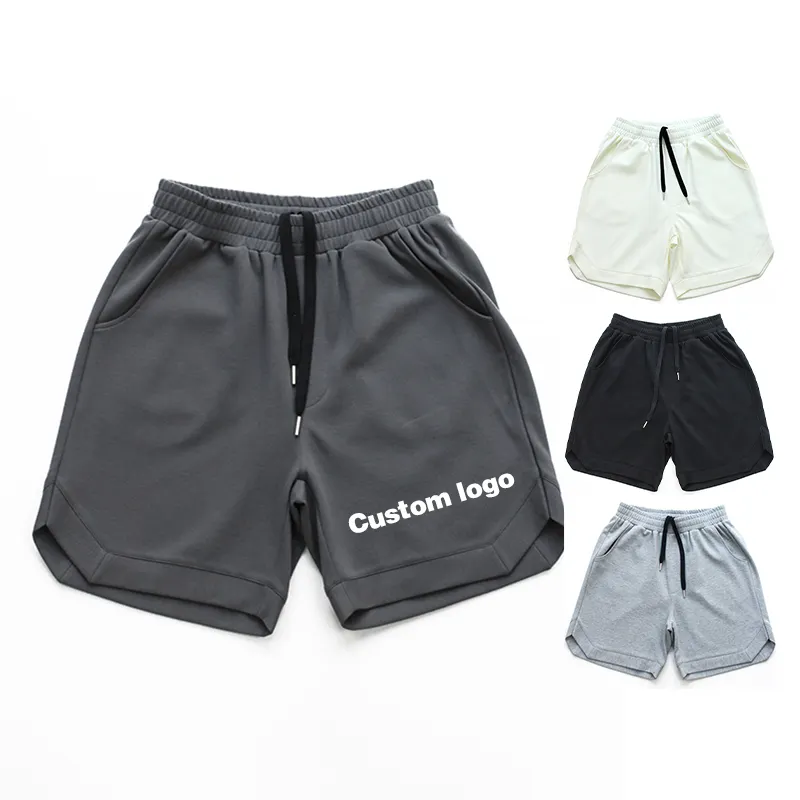Custom Vintage Fitness Running 100% Cotton Men Sweat 3d Screen Foam Puff Print Gym Mesh Shorts With Drawstring