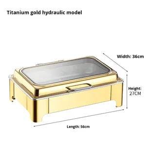 Estufa Buffet <span class=keywords><strong>de</strong></span> Acero Inoxidable para Hotel y Restaurante, Calentamiento Eléctrico, Aislada, Chapada en Oro, con Tapa Abatible Visual, Estufa para Desayuno - Product Image 2