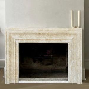 <span class=keywords><strong>Chimenea</strong></span> rústica travertino beige de <span class=keywords><strong>piedra</strong></span> natural Chimeneas de lujo envejecidas Diseño moderno con cristales expuestos - Product Image 4