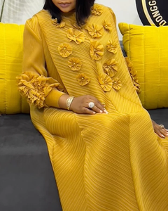 ชุดเดรสยาวแบบมีจีบพลีทสไตล์มิยาเกะ ปี 2025 สำหรับผู้หญิง สไตล์เรียบร้อย เหมาะสำหรับใส่ไปโบสถ์  ตกแต่งด้วยดอกไม้ประดิษฐ์  ผ้าชีฟอง  ไซส์พลัส  สำหรับฤดูใบไม้ร่วง - Product Image 2