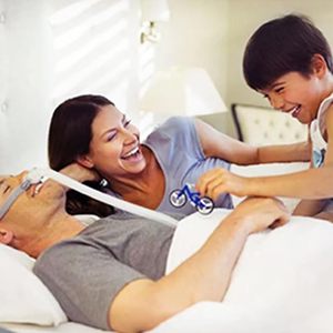 Bandeau <span class=keywords><strong>pour</strong></span> <span class=keywords><strong>appareil</strong></span> CPAP compatible avec le <span class=keywords><strong>masque</strong></span> <span class=keywords><strong>ResMed</strong></span> AirFit P10 - Couleur gris/bleu, qualité médicale - Product Image 5