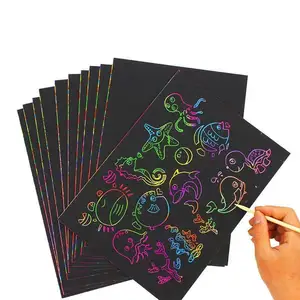 DIY Magic Rainbow Color Scratch Art Paper Card Set With Graffiti