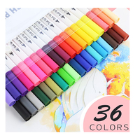 36 couleurs, stylos à eau lavables pour enfants, à double embout, avec pinceau et pointe fine, pour les étudiants