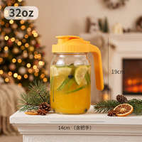 Ensemble de carafes en verre borosilicate résistant pour eau bouillante et froide, 32oz/64oz, tasses anti-fuite pour la maison et le bureau