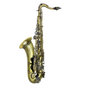 Saxophone ténor professionnel en laiton jaune, sculpté à la main en nacre d'ormeau, avec embouchure élargie, corps laqué or et clés nickelées - Product Image 1