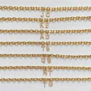 Collana con Iniziale in Acciaio Inossidabile, Collana con Lettera dell'Alfabeto Personalizzata, Collane con Ciondolo Diamantato Personalizzato - Product Image 2