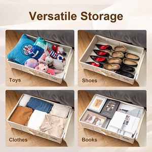 Aluminum Wheels <strong>Underbed</strong> <strong>Storage</strong> 100% Cotton <strong>Fabric</strong> Foldable Sustainable Modern Organizer Rectangle Bed <strong>Storage</strong> Box Pants Shoes - Product Image 4