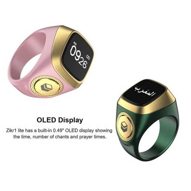 Iqibla Smart Tasbih Tally Counter Ring for Muslims Zikr Ring Digital Tasbeeh 5 Prayer Time Vibration Reminder