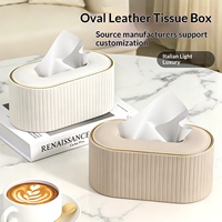 Boîte à mouchoirs de luxe en cuir PU, design rayé, organiseur de serviettes de table pour bureau, hôtel, restaurant, bar, usage commercial et hôtellerie VD