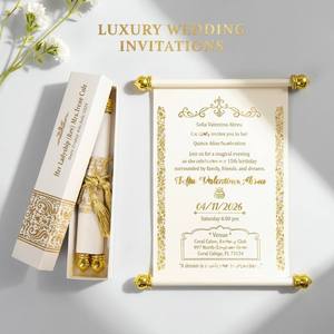 Set <span class=keywords><strong>de</strong></span> Lujo <span class=keywords><strong>de</strong></span> Pergaminos <span class=keywords><strong>de</strong></span> Votos Matrimoniales Eternos e Invitaciones con Cajas Personalizadas <span class=keywords><strong>de</strong></span> Papel Dorado, Papelería Real <span class=keywords><strong>de</strong></span> Recuerdo para el Intercambio en la Ceremonia - Product Image 1