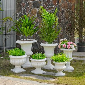 <span class=keywords><strong>Y</strong></span>-Q005 Jarrón de Flores Estilo Europeo, Maceta Vintage de Óxido de Magnesio, Macetero para Exteriores para Villas, Hoteles, Jardines, Decoración de Bodas - Product Image 2