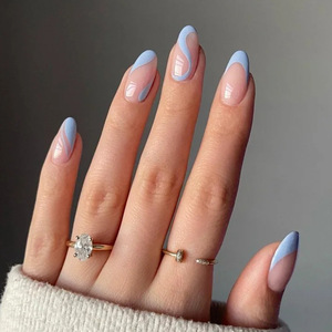 <span class=keywords><strong>Faux</strong></span> <span class=keywords><strong>ongles</strong></span> amovibles en forme d'amande moyenne, pointus, finition UV opaque, imperméables, <span class=keywords><strong>pastel</strong></span>, à presser - Product Image 2