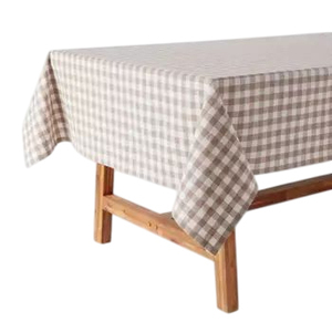 Mantel de lino natural hecho a mano con patrón de cuadros Estilo rústico ecológico para mesas de comedor - Product Image 1