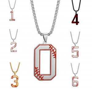 Collar con colgante de número de béisbol para hombre, colgante deportivo de 0 a 99 números, personalizado, de acero inoxidable - Product Image 6