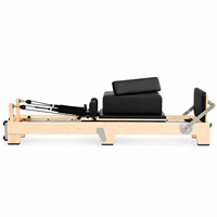 Mesin Pilates Reformer Lipat Aluminium Kayu Oak Maple, Core Bed Tahan Lama dan Portabel untuk Rumah & Studio Yoga
