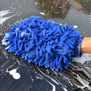 Guantes de limpieza de ventanas de chenilla de microfibra de uso doble de varios tamaños para lavado de platos de coche